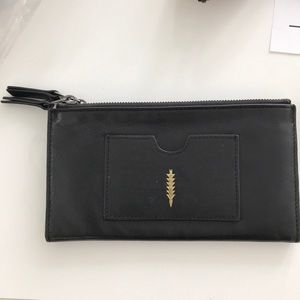 Thacker NYC Nico Double Zip Wallet - Black Leather